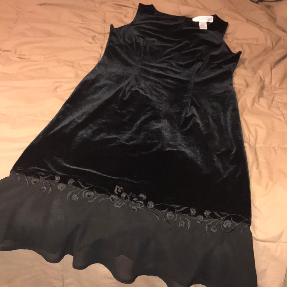 Black velvet sheath dress